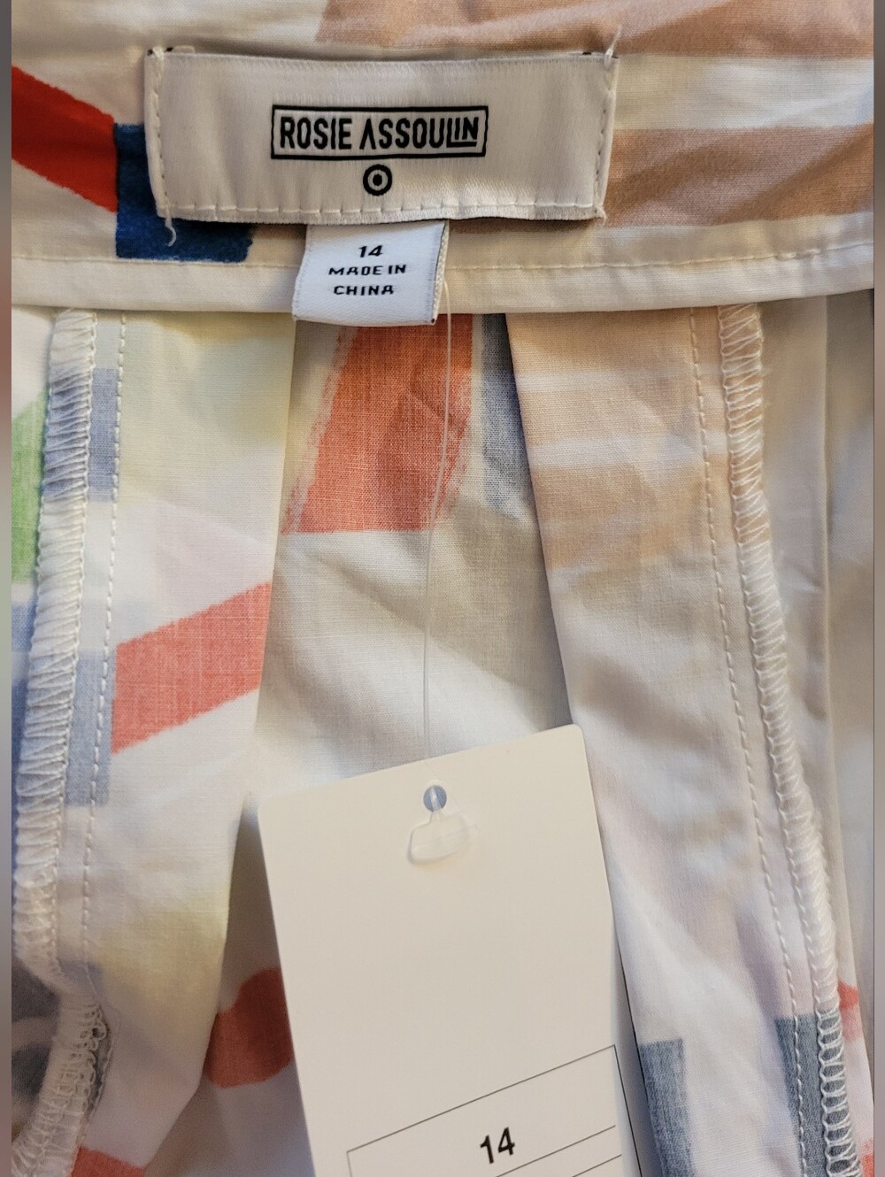 NWT Women's Pleated Poplin Madras Midi Skirt- Rosie Assoulin x Target Size 14 - Picture 5 of 5